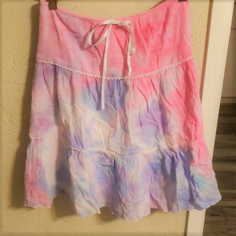 Boho Pink and purple Ruffle skirt